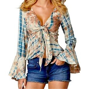 Venus Tie Dye Trumpet Sleeved Top